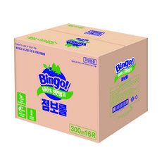 빙고 천연펄프 2겹 점보롤 300m, 16롤, 1팩