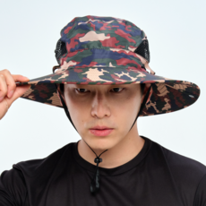 알파마운틴 자외선 차단 아웃도어 챙 모자 + 넥커버 세트, 카모
