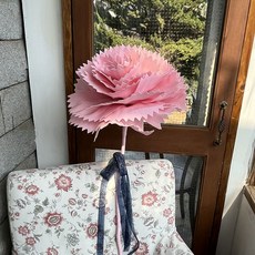 아스파시아 조화 특대형 자이언트 카네이션 꽃대 + 리본 + 상장카드 + 용돈봉투 세트, 블루밍 핑크, 1세트