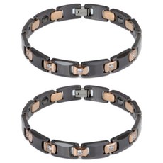 핫타임 세라믹 마그네틱 게르마늄 남성 건강 팔찌 10065 + 케이스 + 조절 공구, 2개