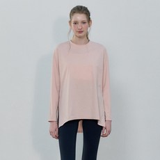 베이직하우스 여성용 소로나 세미오버핏 라운드넥 긴팔 티셔츠 LZTS3201