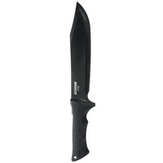 SCHRADE Leroy直刀 9.5英寸刀刃長 AUS-8高碳鋼黑色塗層 防滑橡膠刀柄, 黑色, 1支