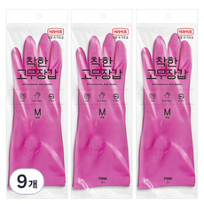 롯데이라이프 착한 고무장갑, 핑크, 중(M), 9세트