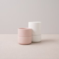 BOWLBOWL 韓國製 復古系列 瀝水餐具筒 S+M組合-, 藕粉色+牛奶白, 1套