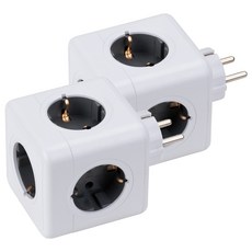 chunha PowerCube V2 5孔延長線, 77mm, 白色, 2個