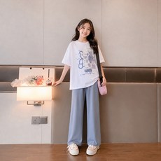 스타빈 여아용 베어 반팔 상의 + 여름 팬츠 세트