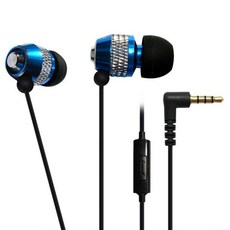 a plus Wired 入耳式 耳機 鋁合金 立體聲 內建麥克風 3.5mm 藍色 ASH-202 適用於智能手機