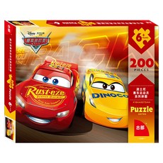 Disney 迪士尼 兒童拼圖 200片 迪士尼新款幼兒童200片紙盒平面拼圖 兒童玩具 益智玩具 學習拼圖賽車總動員2762, Multicolor, 200, 1入