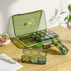 7日分裝透明藥盒 28格 綠色, 1個