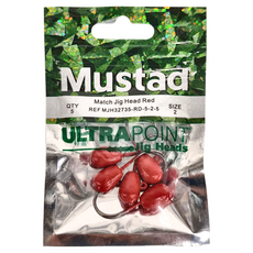 MUSTAD 慕斯達 M 大根強RD 龍珠 Match Jig Head Red Size 2, 5入, 1包