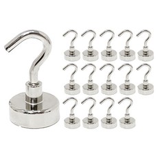釹磁鐵掛鉤 25mm, 銀色, 15個