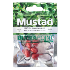 MUSTAD 慕斯達 M 大根強RD 龍珠 MATCH JIG HEAD RED SIZE 2, 5入, 1包