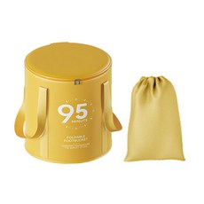 可折疊帶蓋泡腳桶 附收納袋, 37 x 32cm, 蘋果黃, 1個, 芒果黃