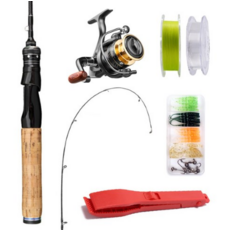 Fishing Blue Black Spider超輕量釣魚竿全套組 全套組 180UL, 黑色+軟木