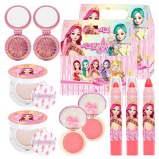 Little Bling Secret Jouju 星星女神兒童彩妝套組, 每日防曬粉餅+唇筆+腮紅+鏡刷+購物袋, 2組