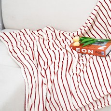 溫莫亞 雙面超細纖維條紋特大尺寸保暖毯, 1個, 紅色