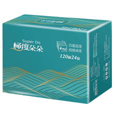 Super Do 極度朵朵 4層超厚柔抽取式花紋家用紙 120抽, 1入, 24包