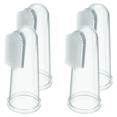 KU.KU Duckbill 酷咕鴨 指套型乳牙刷 食品級活性化矽膠 耐高溫120度, 透明色, 1入, 4個