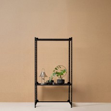 아임랙 녹방지 화분선반 슬림랙 + ㄷ자 보강대 세트 400 x 400 x 900 mm, 무드블랙, 2단