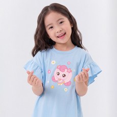 PremierFam 女童透氣奇妙萌可荷葉邊五分長袖T恤