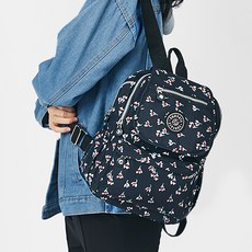 ADDEDIT 女款花朵圖案旅行後背包, 黑色的