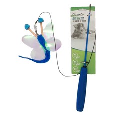 OurPets 二節式伸縮逗貓棒, 藍色蝴蝶亮片, 1支