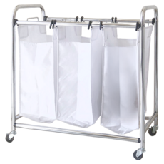 TRUELIFE OUTLET 三格分類洗衣籃車 RH2505-WT, 白色