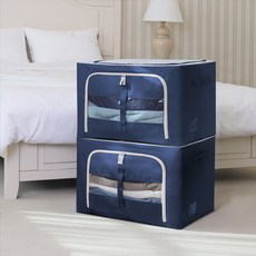JOEUN LIVING 生活收納箱 66L 深藍色 2個, 海軍藍
