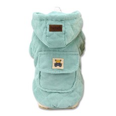 DING DONG PET 寵物大口袋燈芯絨連帽外套, 薄荷綠