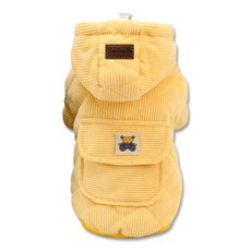 DING DONG PET 寵物大口袋燈芯絨連帽外套, 黃色