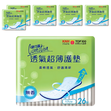 康乃馨 透氣超薄護墊 加長型 無香, 17cm, 26片, 6包