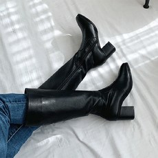 어바웃슈 렌디로 퍼 트리밍 안감 청키굽 롱 부츠