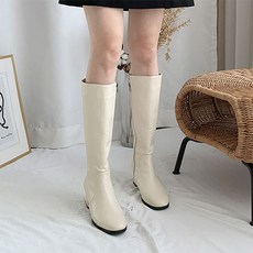 어바웃슈 렌디로 퍼 트리밍 안감 청키굽 롱 부츠