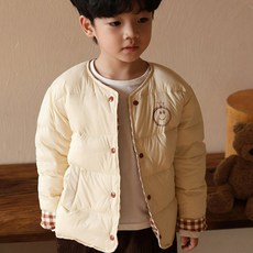 JOYMULTI MK 兒童長袖素色圖案雙面穿輕量羽絨外套