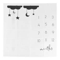 寶寶成長背景布 100*100公分 不織布 精選12款, 雲朵月亮星星 白色, 1個