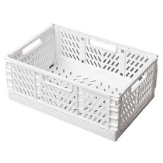 網格折疊收納籃 PP材質 白色 可堆疊設計, 大號(43 x 29 x 16.7cm), 1個