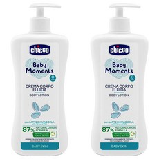 Chicco 寶貝嬰兒植萃潤膚乳液, 87% 天然配方, 100% 可回收塑料瓶, 500ml, 2瓶