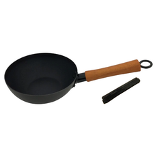kosfu kitchen ware 鍋師傅 備長炭鑄鐵雪平鍋 不沾 單柄 適用於瓦斯爐 電陶爐 滷素爐 卡式爐 原木握把, 20cm, 1個
