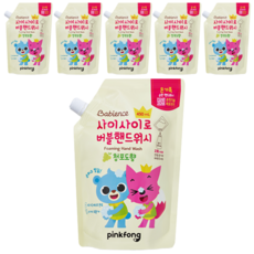 베비언스 핑크퐁 버블 핸드워시 청포도향 캡리필, 450ml, 6개