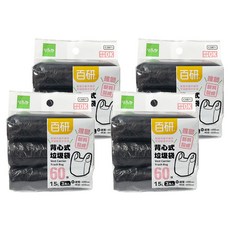 UdiLife 優的生活大師 百研 背心垃圾袋 堅韌耐用不易破 15L 60張3卷入, 4包