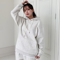 토마토팩토리 여성용 오버핏 데일리 무지 기모 후드 티셔츠