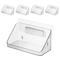 SHIMOYAMA 免鑽釘 無痕壁掛式鏡櫃收納盒 16.5 x 8.5 x 8.5cm, 5個, 透明
