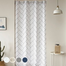 ALTTEURI 防風三層遮光窗簾+伸縮桿 5號 附窗簾綁帶, 人字形, 1組