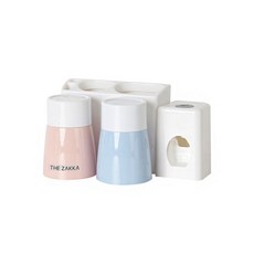 THE ZAKKA White Line 雙人牙刷架 & 牙膏擠壓器組合, 混合顏色, 1個
