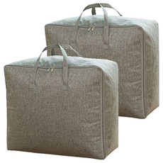 布料棉被整理袋 中型 50 x 40 x 22 cm, 素色灰, 中型(55 x 40 x 22 cm), 2個