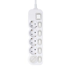 EcoPowerTap LED獨立開關6孔延長線 EMP-L306, 4m, 白色, 1個