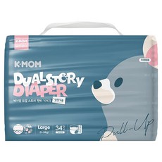 MOTHER-K K-MOM 頂級超薄瞬吸玩睡褲/尿布 9~14kg, L, 34片