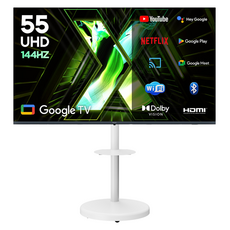 이노스 4K UHD LED 스마트 Ai 구글 3.0 TV + FS-30 대형 무빙 TV 스탠드 화이트 세트, 이동형 스탠드, 방문설치, X55 PRO, 139.7cm