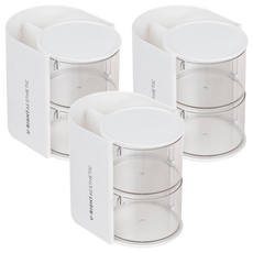 旋轉粉撲收納盒 雙層 白色 3個 - 化妝海綿