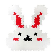 心樂家 EVA 迷你巧拼十二生肖系列-兔 450片/組, 厚實軟彈, 吸音防震, 易清潔擦拭, 符合國家安全標準, 7.5 x 7.5 x 1.3cm, 兔 白色 + 紅色 + 黑色, 1組